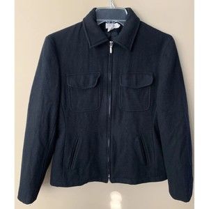 J Crew Wool Blend Pea Coat Women’s Size Small Black Lined Pockets
